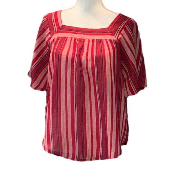 Universal THREAD Pink and Red Striped Top NWOT - Picture 3 of 6